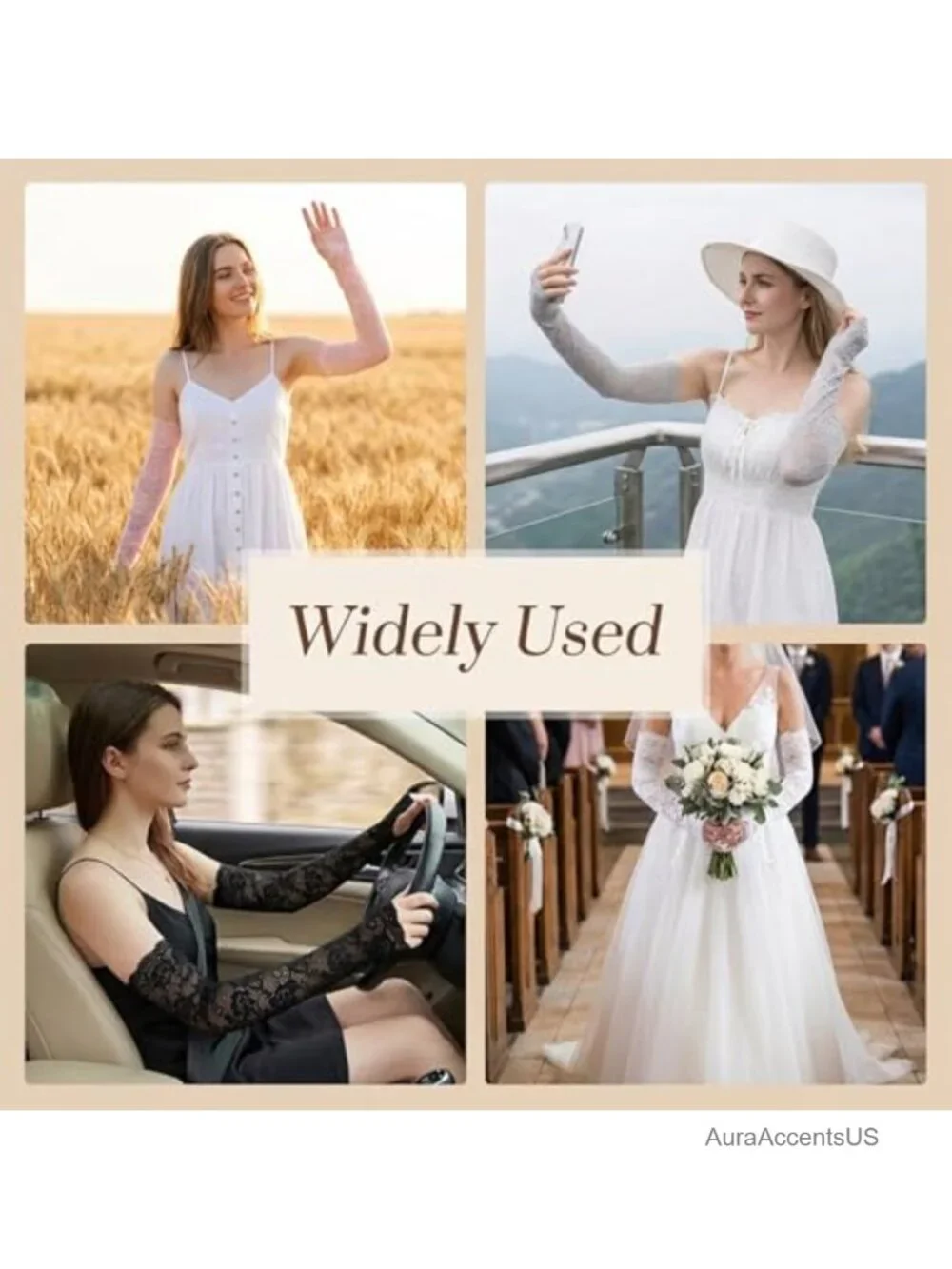 Women Lace Arm Sleeves Fingerless Gloves Elbow Length Floral Hollow Arm Warmers